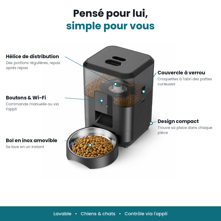 Distributeur Intelligent Programmable avec Appli pour Chien et Chat