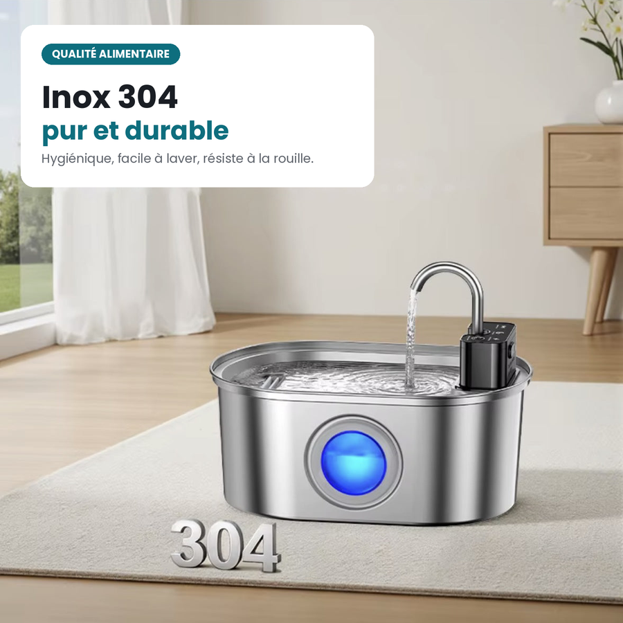 Fontaine à Eau 3,2 L en Inox pour Chiens et Chats